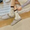 Ladies Autumn New Casual Match Color Linen Pattern Cat Embroidery AB Style Drum Pile Cotton Socks