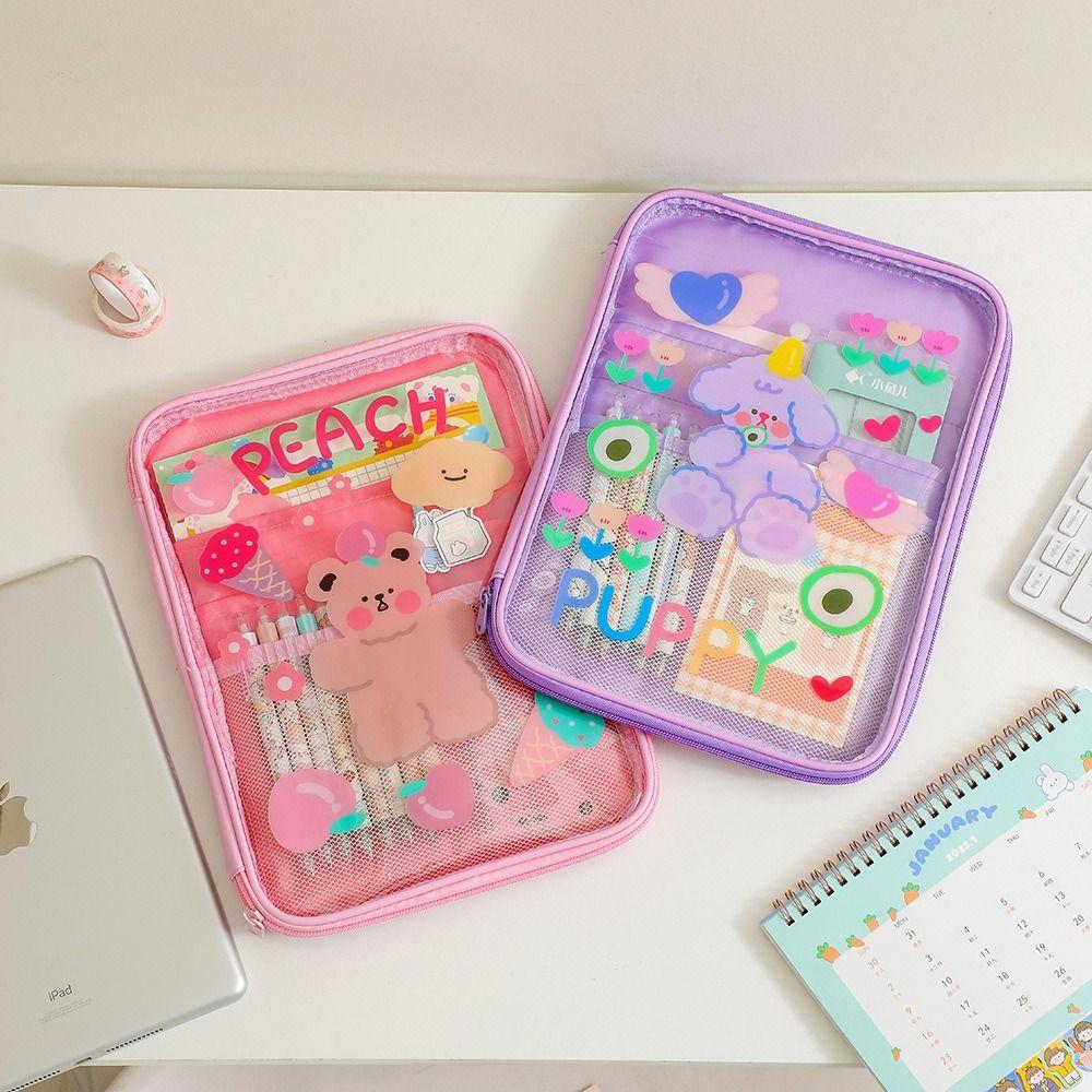 

Large Capacity Stationery Storage Bag Multifunctional PVC Transparent Case Cover Student