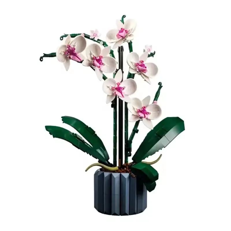 Set di Costruzioni Floreali Orchidee, Set Decorativo da Assemblare Fai da Te, Regalo di Natale per Fidanzata e Moglie