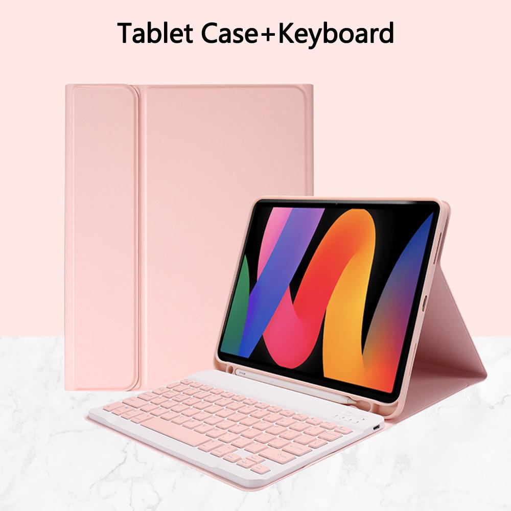 Toetsenbordhoes voor Redmi Pad SE 11 Inch, Afneembaar Bluetooth-toetsenbord Hoes met Standaard in Meerdere Hoeken met Pennenhouder Redmi Pad SE 11 inch&French beige