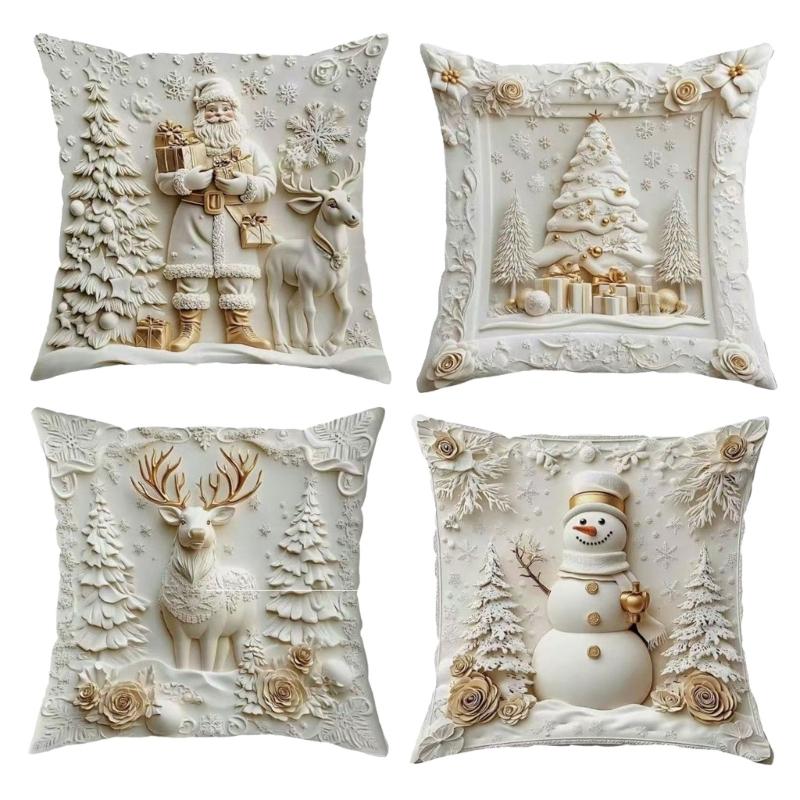 Soft Santa Christmas Pillow Cover For Festival Home Decoration And Holiday Couch Bedroom Accessories