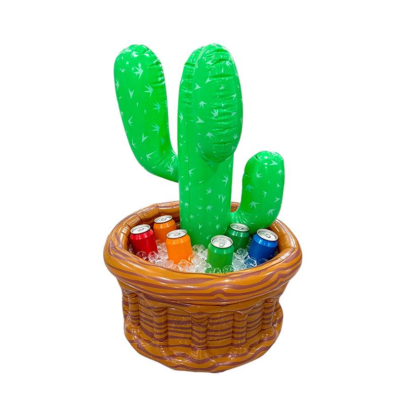 Inflatable Cactus Beer Barrel Floating Ice Bucket for Pool Parties
