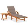 Day and Night - Day and Night Garden Lounger with Table and Cushion In Solid Acacia Wood