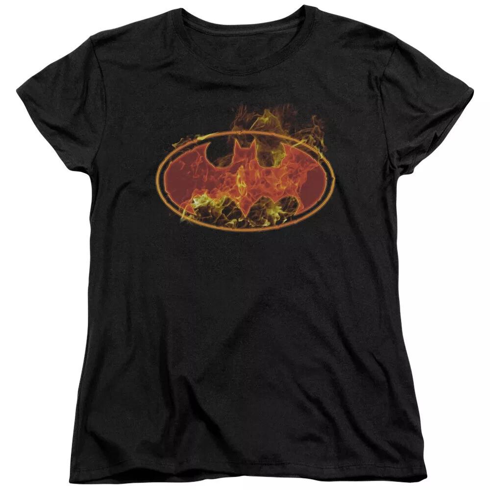 Batman  Flaming Logo  Women s T-Shirt XL