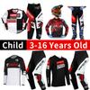 Conjunto de equipamento de motocross para crianças Kits de Jersey e Calça Juvenil criança verde Motocicleta preta 3 4 5 6 7 8 9 10 anos Fato de Off-road azul laranja Enduro cross menino menina