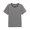 2025 Spring Women's Striped Short Sleeve Knitted Top - European & American Style Fashion