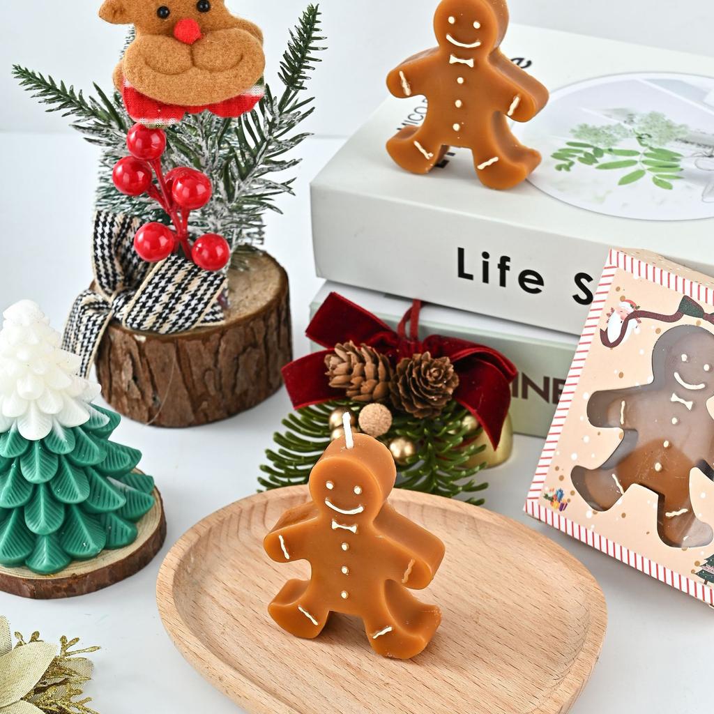 Gingerbread Man Shaped Scented Candle,  Soy Wax Christmas Decorative Candle,  for Christmas Eve Party Decoration and Gift