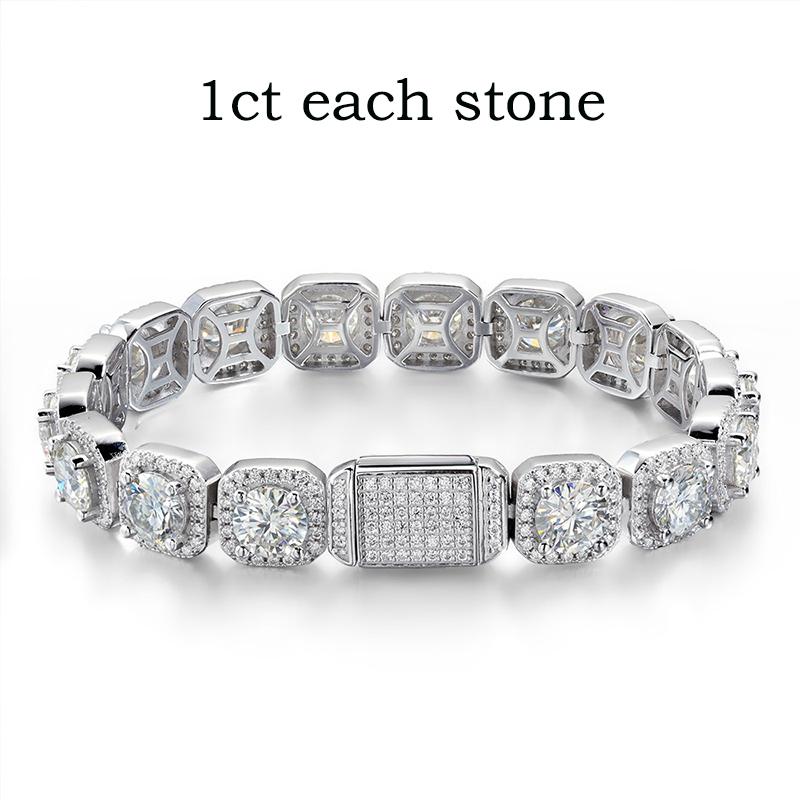 Smyoue 4/5/6.5mm Full Diamond 100% Real Moissanite Bracelets for Men Women Classic Luxury Bangles Pure 925  Silver Chain