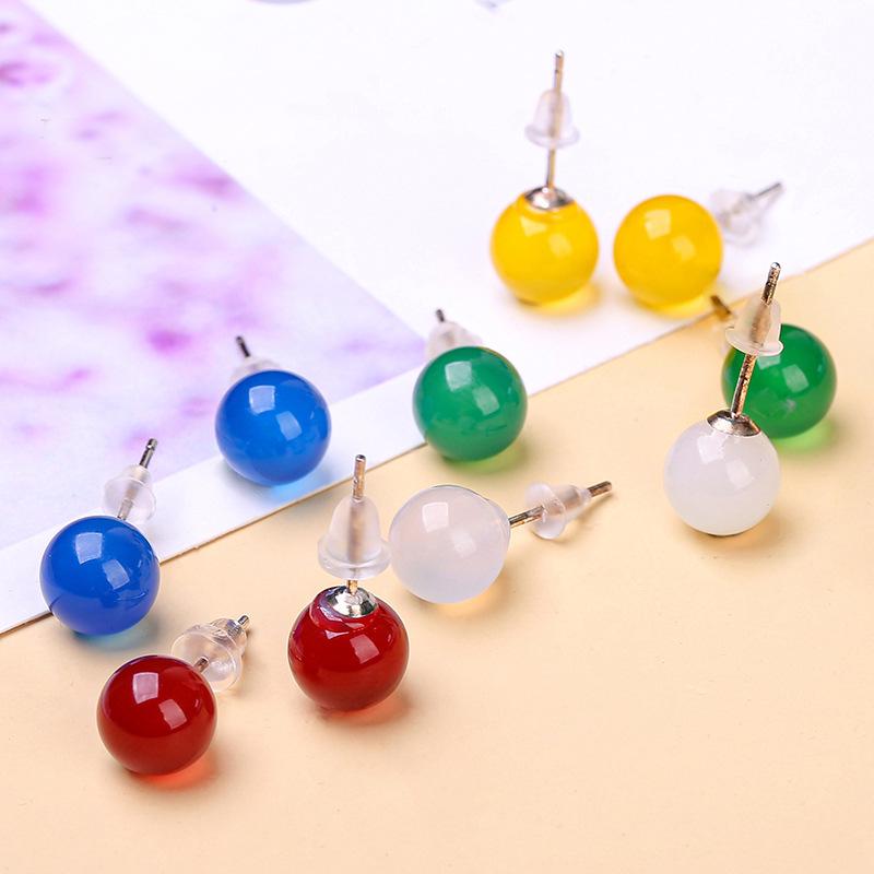Red Agate & White Mother of Pearl Stud Earrings for Women - Simple Fashionable Jewelry