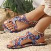 Mode Sommer Zehensteg Outdoor Schuhe Frau Retro Flip-Flops Sandalen Damen Strandsandalen Böhmischer Stil Flache Leichte Sandalen Damen