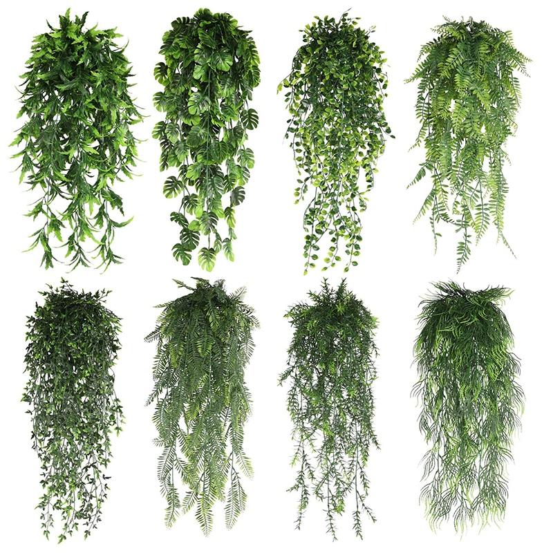 Artificial Hanging Flowers Uv Resistant Fake Plastic Faux Hanging Plants Morning Glory Vines Home Garden Wedding Wall Decor
