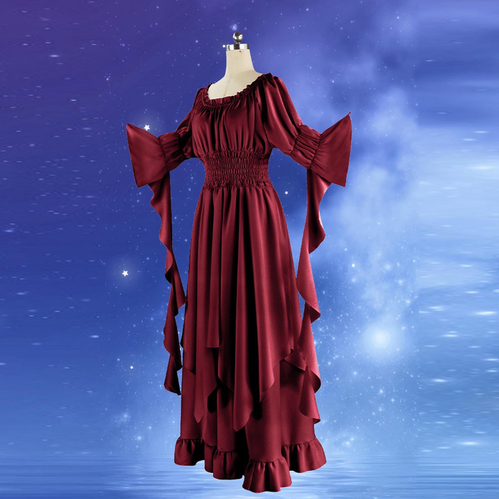 

Женское модное платье на Хэллоуин однотонное с рукавами ретро готическое платье косплей выпускное платье принцессы XL красный