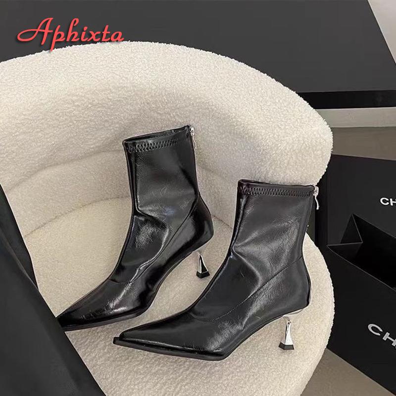 Fashion Aphixta Black Back Zipper Sexy Women Ankle Boots Spike Heel Pointed Toe Lady Footwear Shoes Women zapatos mujer 2025 tendencia