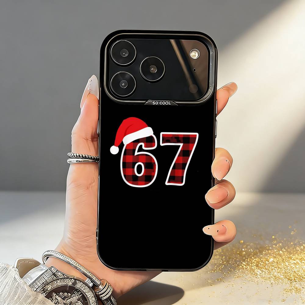 67 Six Seven Coque de téléphone pour iPhone17,16,15,14,13,12,11,Pro,MAX Gris Mat Silicone Noir Housse