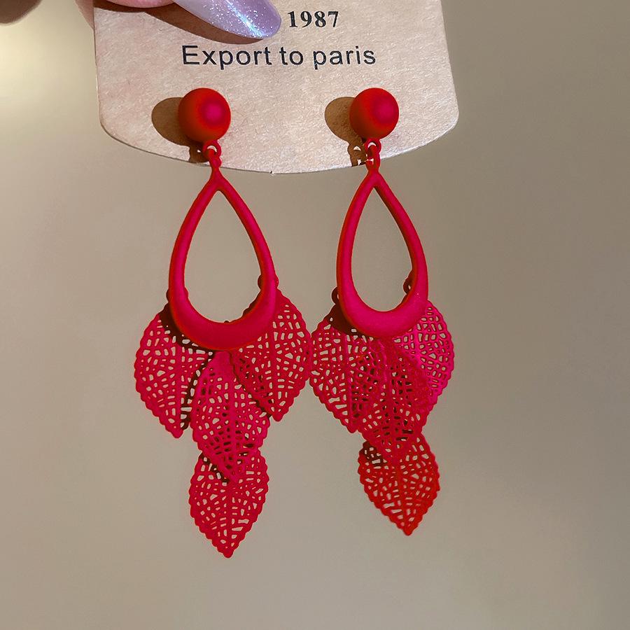 Silberne Nadel Tropfenöl Rote Perlen Ohrstecker - Eleganter & Vielseitiger Schmuck für Damen