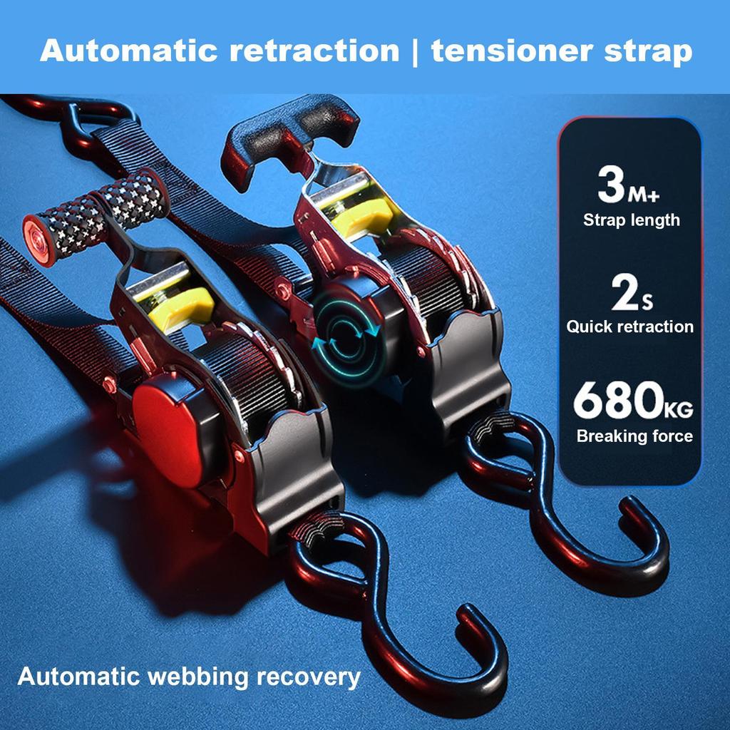 Retractable Tie Down Straps Bed Mounted Ratchet Straps With Plate Heavy Duty Automotive Webbing Supplies For Motorcycles Cargo