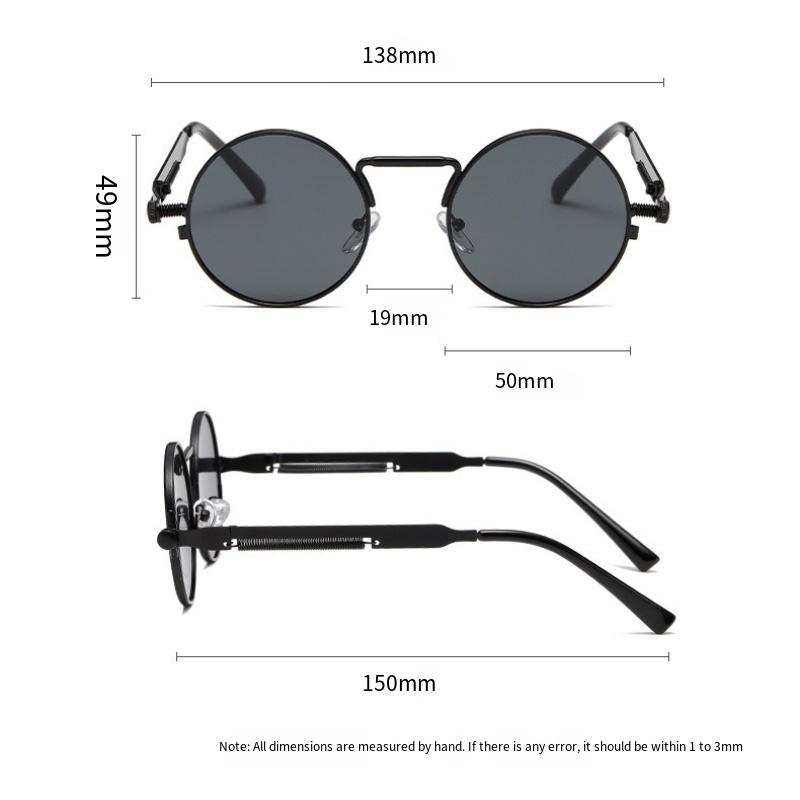 Metal Vintage Punk Style Sunglasses Men Retro Round Y2K Cyberpunk Women Sun Glasses Fashion Eyewear  Mujer UV400