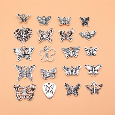 Bird Butterfly Mix Sets Variety Pack Nature Charm Antique Silver Zinc Alloy Jewelry Making Supplies for Girls Charms