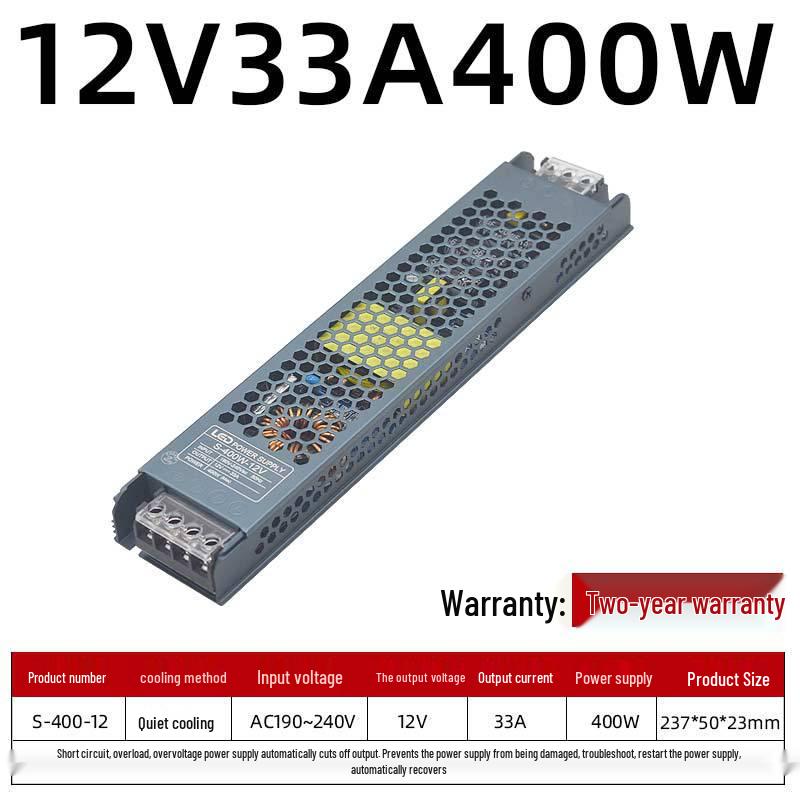 Ultra-Thin LED Power Supply for Light Strips: 220V To 24V/12V Silent Transformer for Advertising Displays.