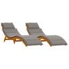 Sun Lounger with Cushions 2 Pcs Grey Solid Acacia Wood