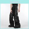 Pantaloni in Pelle Nera da Uomo con Design 3D Decostruito e Vestibilità Casual per l'Uso Quotidiano