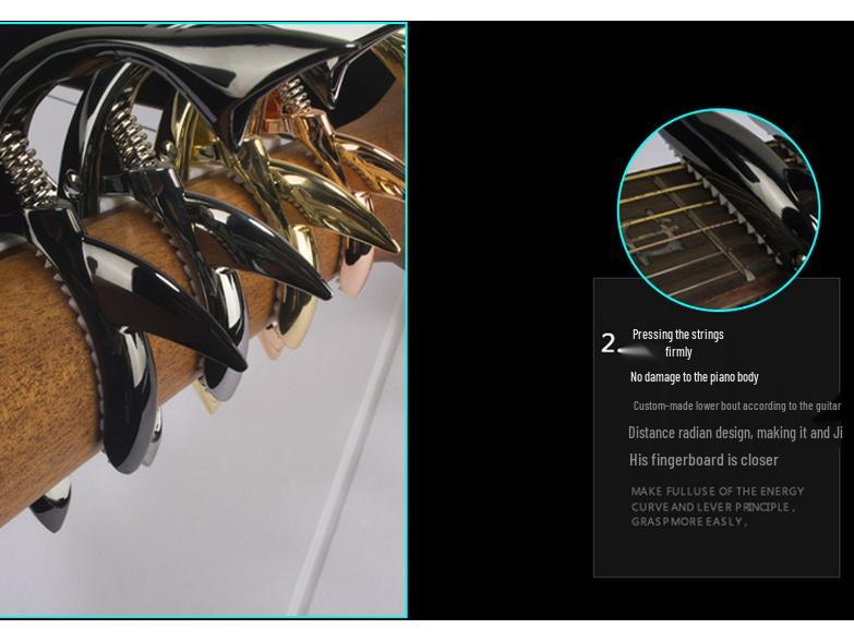 Shark Capo: Zinc Alloy Transposition Capo for Folk Guitar with Flannel Bag Packaging.