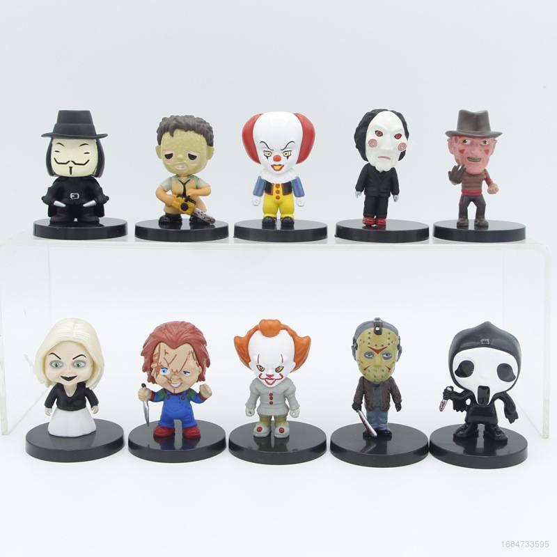 Sada 10 PVC figurek postav z hororových filmů Chucky, Joker, The Crow a další!