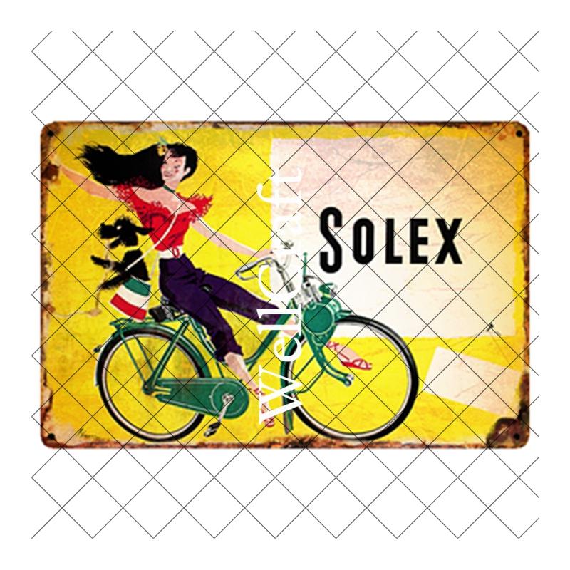 WellCraft Cartelli in Latta per Biciclette Velosolex Targhe Murali Retro per Bici Decorazione Pub WX