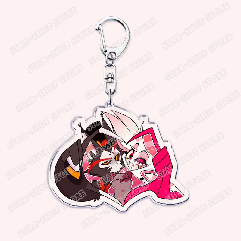 Heiß Populär Anime Cartoon Dämon Figur Schlüsselanhänger für Zubehör Tasche Angel Dust Schlüsselanhänger Ring Schlüsselring Schmuck Fans Freunde Geschenke