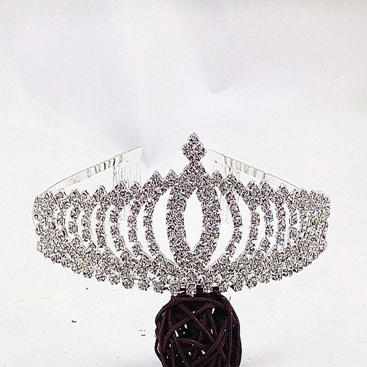 Strass Koreanische Brautkrone Brauttiara Großes Versilbertes Modell Stirnband Königlich Retro