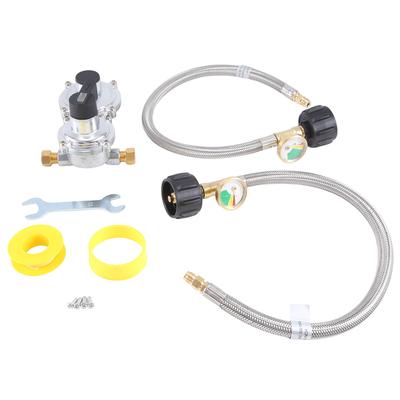 A51K-1Set Wohnmobil Propanregler Mit Schlauch Heavy Duty 2-Flaschen 2-stufig Automatische Umschaltung Mit Manometer