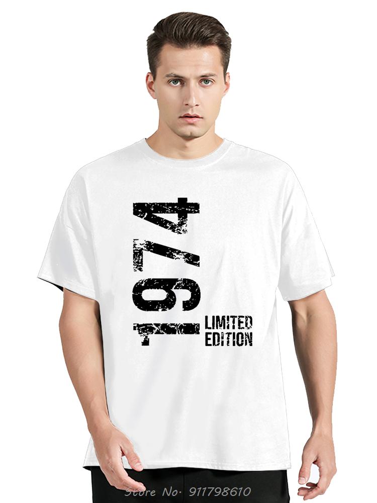 T-shirts Année de Naissance Vintage 1974 Style Rétro Années 70 T-Shirt Unisexe Oversize Mode Décontractée Ample Doux Streetwear