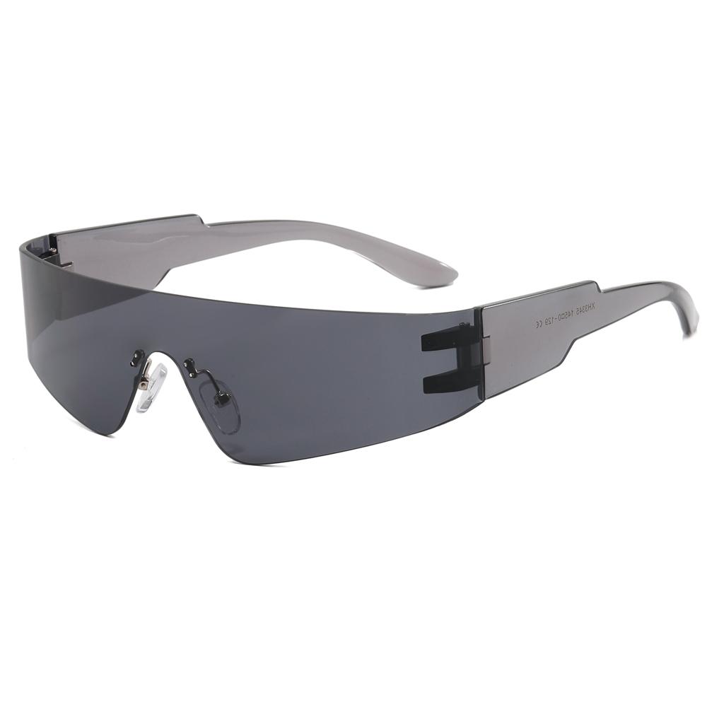 Superhot Eyewear 28061 Fashion Cyberpunk New Futuristic Wrap Around Y2K One Piece Lens Rimless Sport Sunglasses