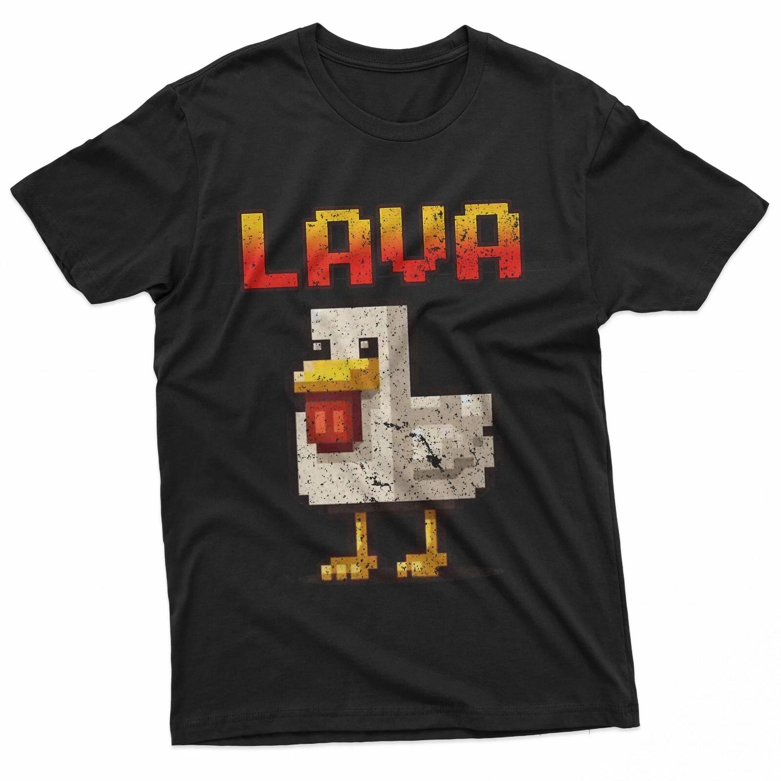 Funny pixel Chicken Gamer Chicken cooked in lava 100% Cotton T-shirt Mens Tees Top S