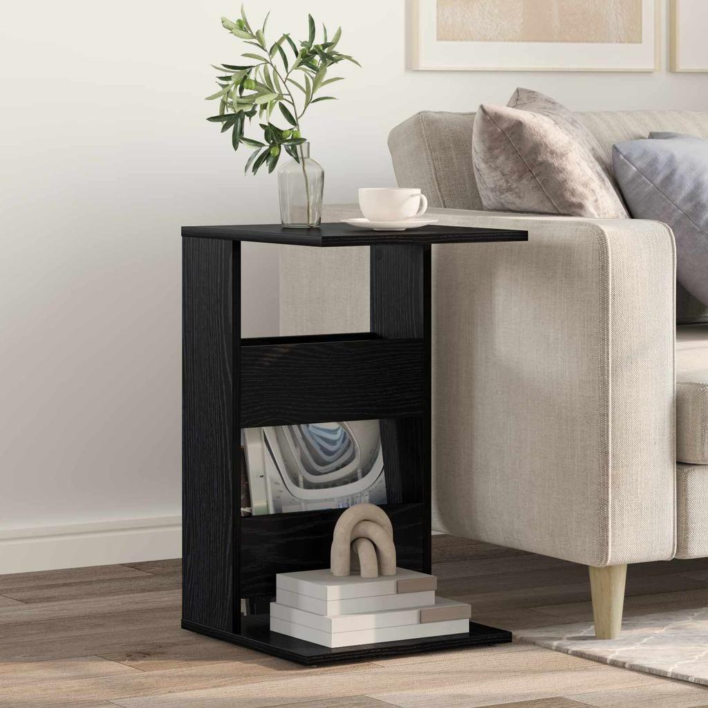 Side Table Black Oak Effect 40 X 35 X 60.5 Cm