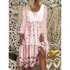 Women Long Sleeve Printed Round Neck Casual Dress