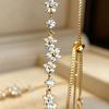 Cubic Zirconia Flower Bracelet, Adjustable Pull-Out Design Bracelet, Slim Lightweight Fit Wristband Jewelry Gift