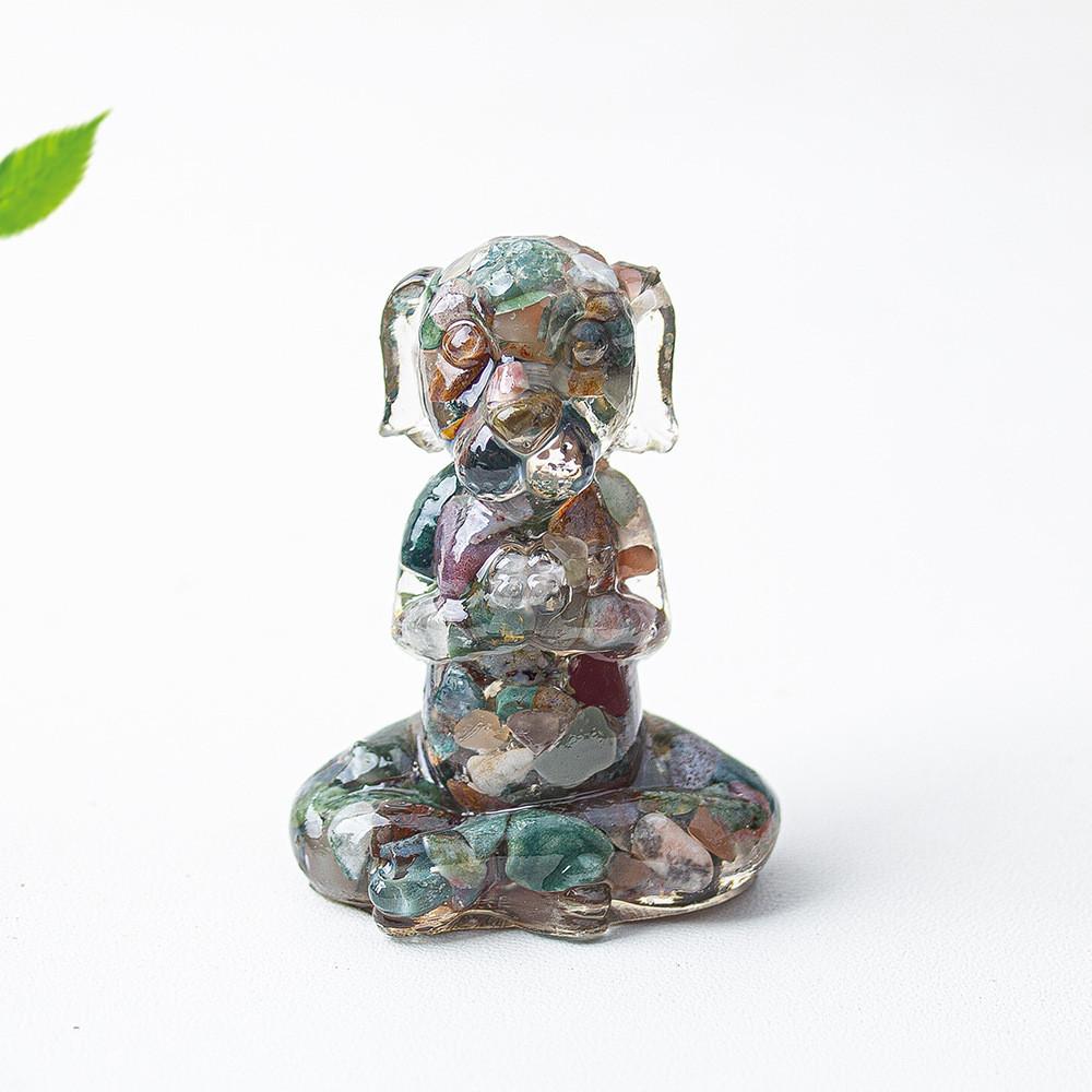 Zen Sitting Dog Resin Art Desk Decor Handmade Crystals For Meditation Gift