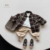 Kids Korean Style Retro Long Sleeve Plaid Shirt For Boys And Girls