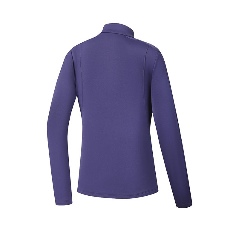 FILA Ski Series Fleece Lined Warm Fashion Slim Fit Simple Casual Sports Knit Long Sleeve T-Shirt Women Tops Ding-Rui-Purple A11W546204FDP