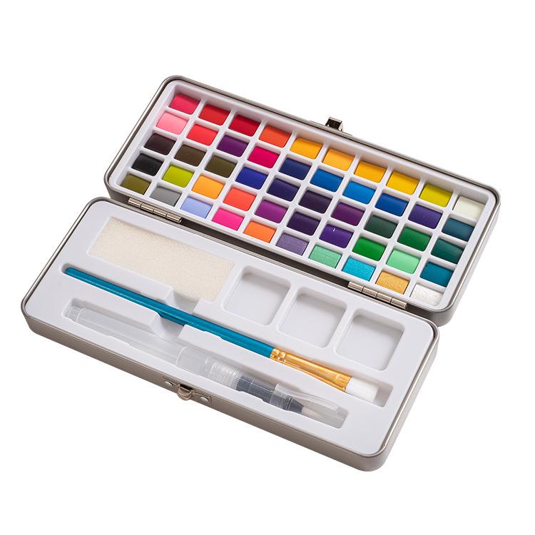 Ziyunxuan 50-Color Portable Watercolor Paint Set - Beginner Friendly Tin Box