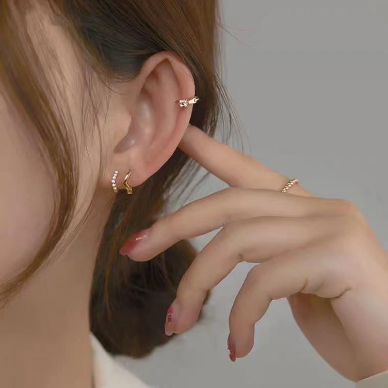 Minimalist Gold Ear Cuffs Studs Set Women Sterling Geometric Tiny Earring Collection 2026 Trend