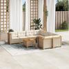 Vidaxl 9-Cz. Garden Furniture Set With Cushions, Beige, Poly Rattan