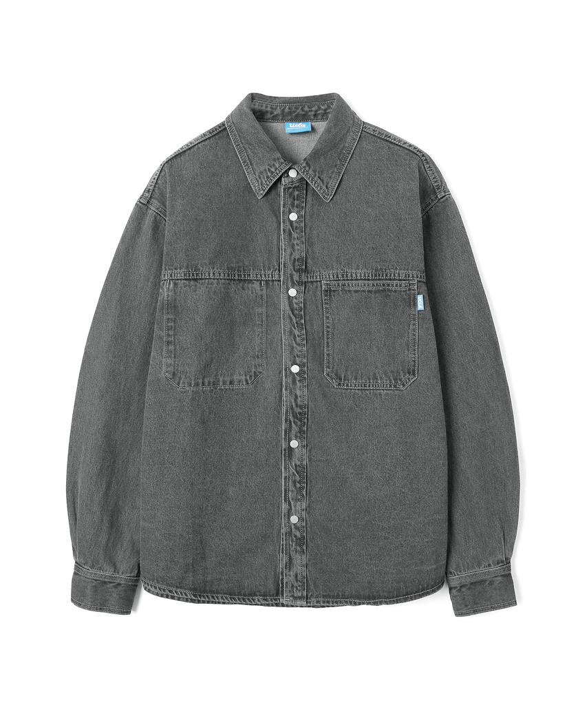 Ucla Unisex Denim One-Pocket Oversized Shacket [Dk-Grey](Ub9Dj70)