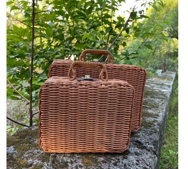 Large Rattan Handwoven Handbag for National Day, Mid-Autumn Festival, Wedding Souvenir, or Outdoor Photo Props