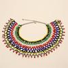Ethnic Style Bead Chunky Necklace Bohemian Mesh Bib Collar Woven Choker Necklace  Women Jewelry