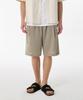 Linen-Like One-Pleat Wide Elastic Shorts [Grayish Beige]