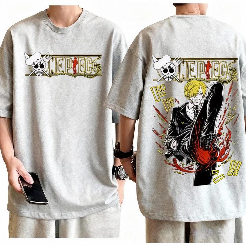 2026 One Piece Sanji Kick T-shirt Men 100% Cotton Anime Graphic Tee Regular Fit Short Sleeve Casual Streetwear Top