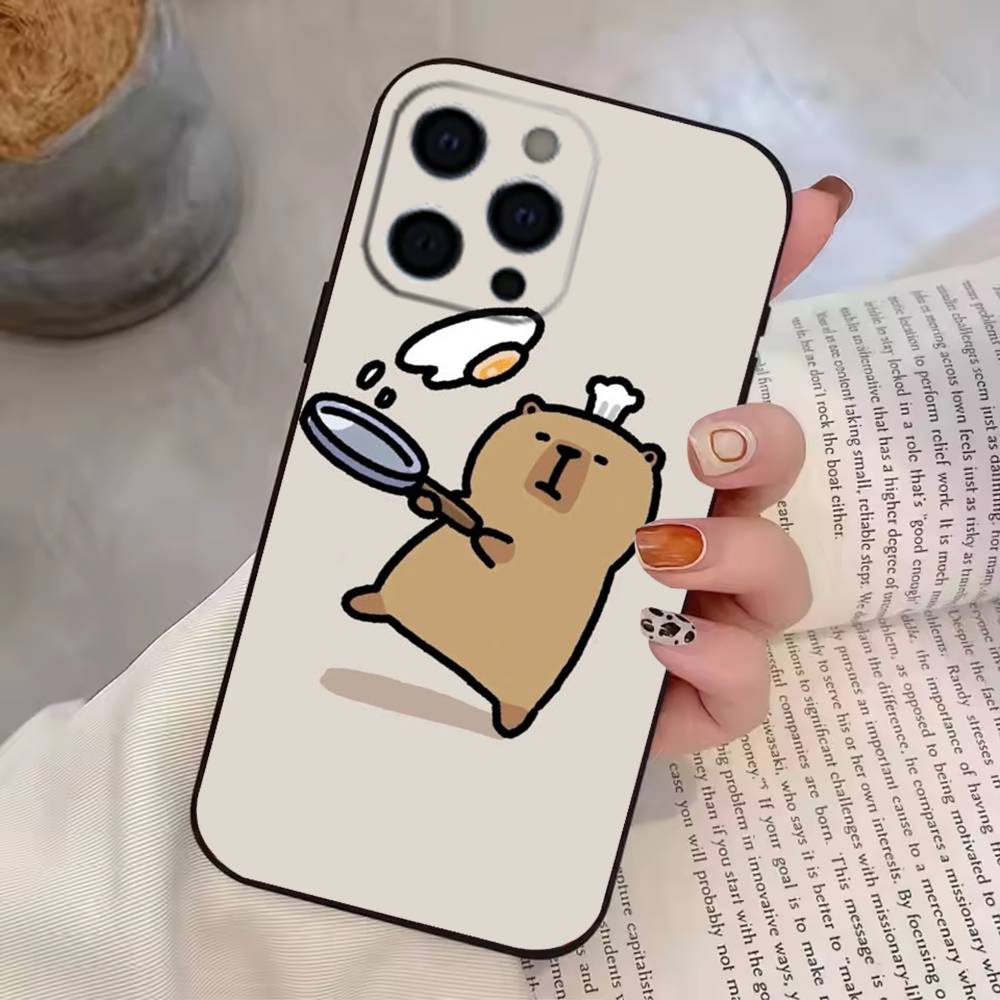 Anime Capybara P-Porpoise  Phone Case Silicone Soft For IPhone 17 16 15 14 13 12 11 X XR Plus Pro Max Plus
