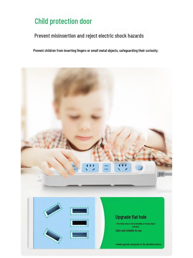 Multi-Use Bull Power Strip with Cord, Multi-Hole, 3C Certified